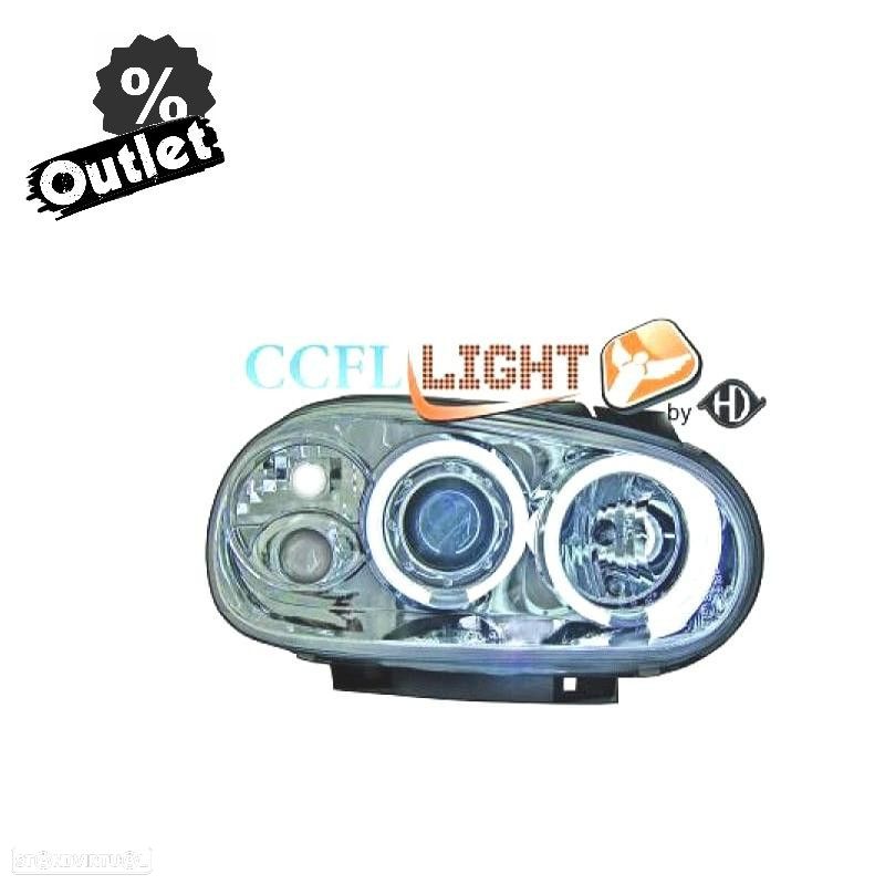 R010435C1 FARÓIS FRONTAIS VOLKSWAGEN VW GOLF IV 98-02 FUNDO CROMADO - 1