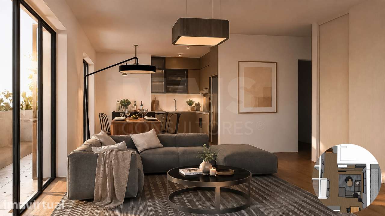 Apartamento T2 com Varanda & Parqueamento Privado, a 1 km da Pr...