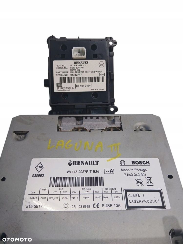 radio cd panel nawigacji renault laguna iii 281152237r 253b00345r - 3