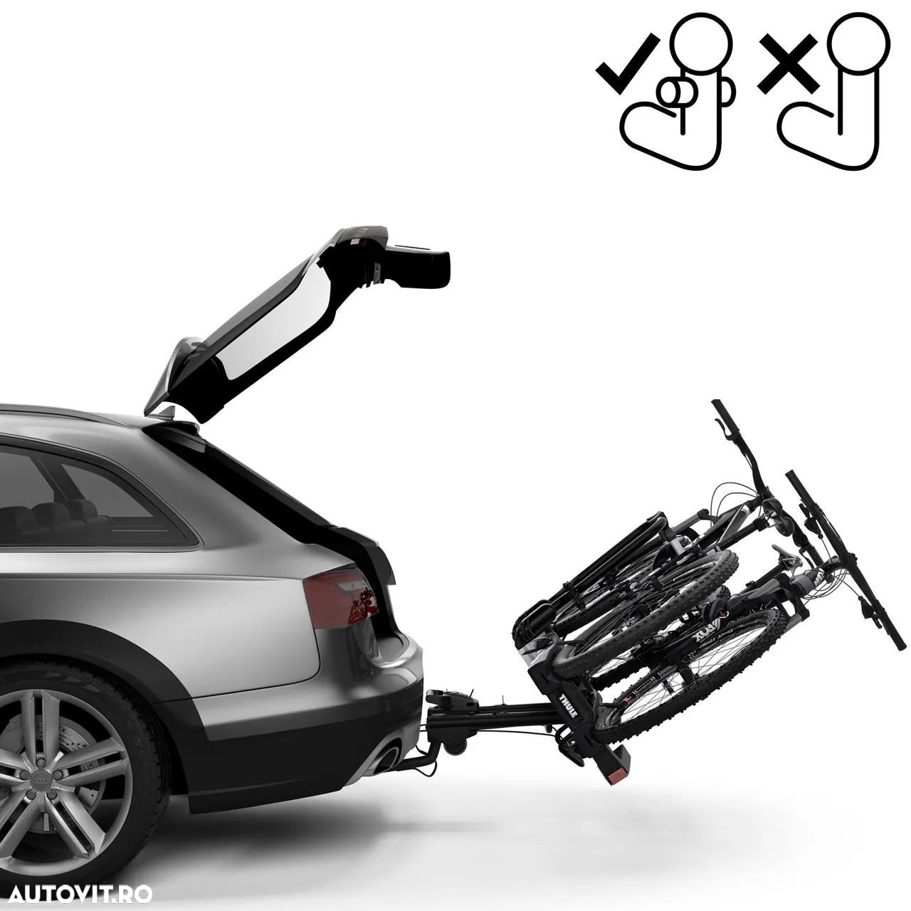 Suport 2 biciclete Thule EasyFold XTF 2 cu prindere pe carligul de remorcare (13pini), Nou_Pret Importator, emitem Factura & Garantie - 5