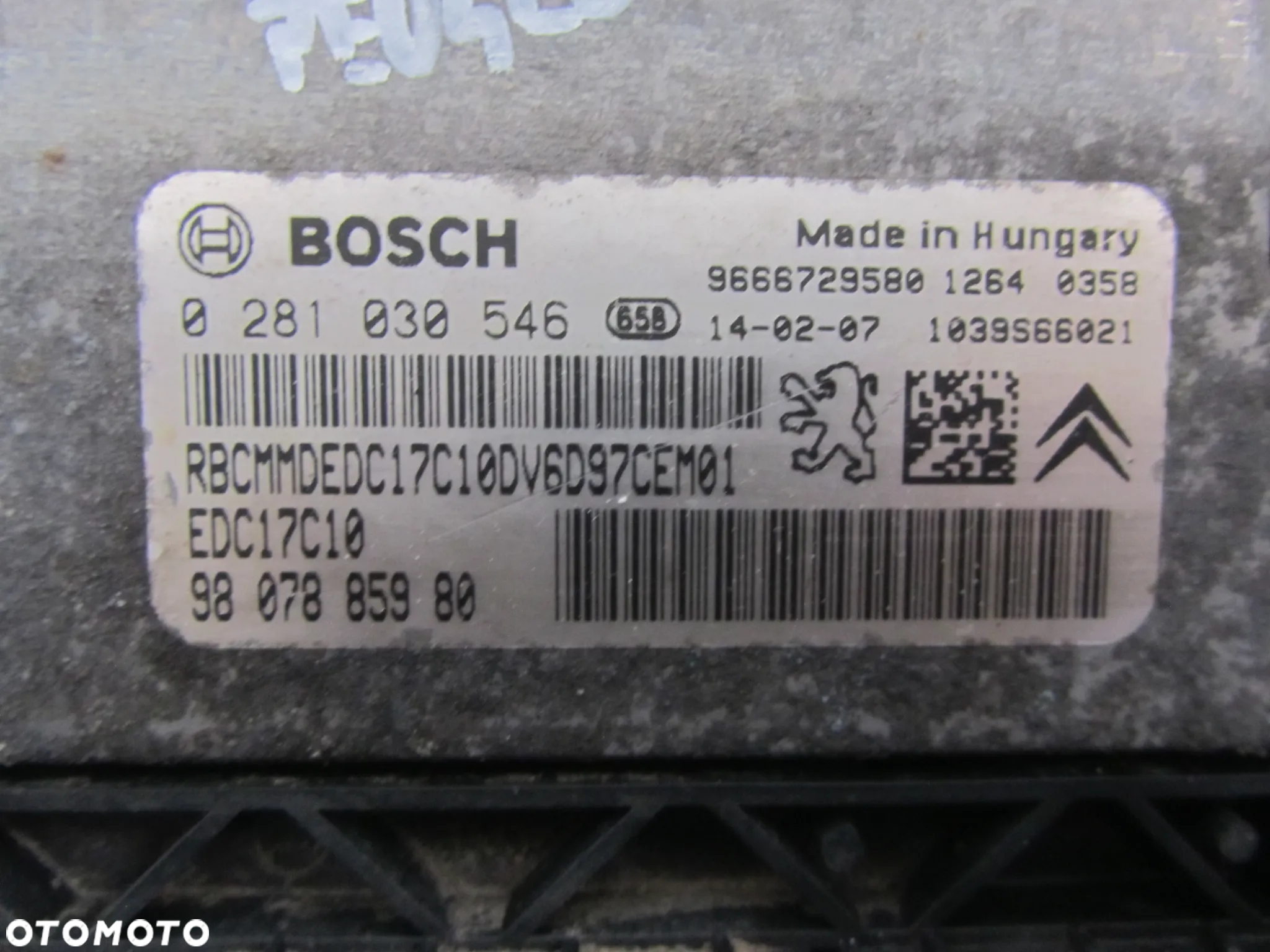 peugeot citroen 1.6 hdi komputer silnika 0281030546 - 2