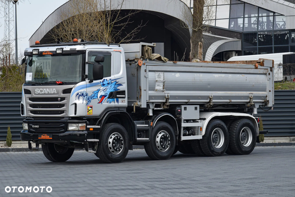 Scania G440 / 8x4 / EURO 5 / WYWROTKA / HYDROKLAPA / HYDROBURTA / AUTOMAT / HAK / SPROWADZONA
