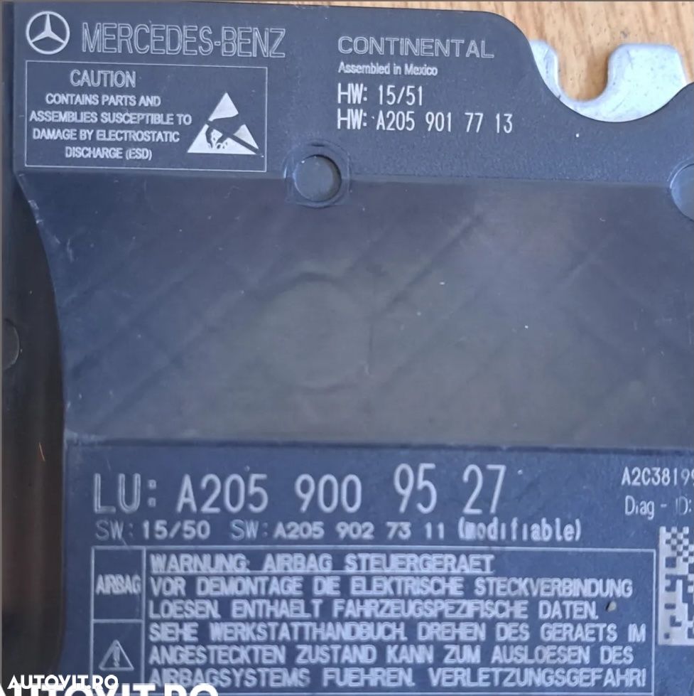 Calculator modul SAM airbag ECU SRS mercedes C-Class W205 - 2