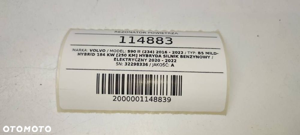 REZONATOR POWIETRZA PRZEWÓD VOLVO S90 II 32298336 - 6