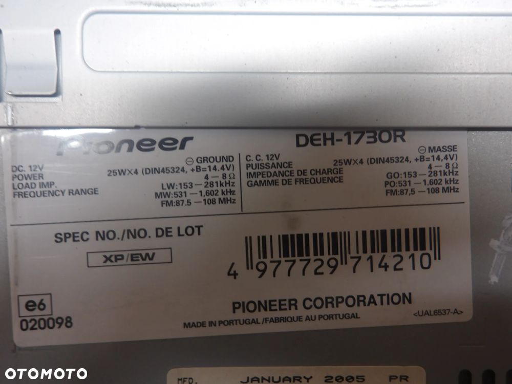 VW POLO IV 9N 3D (01-08) 1.4B RADIO RADIOODTWARZACZ PIONEER - 4