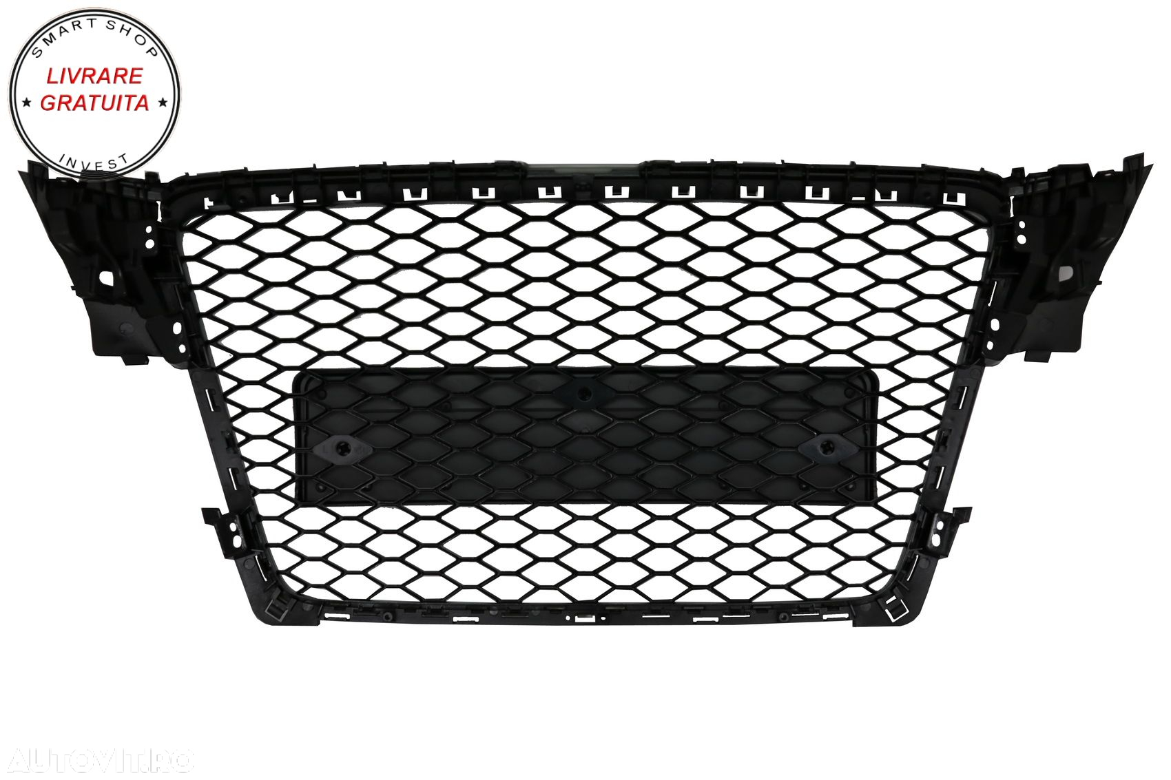 Grila Centrala Fara Emblema Audi A4 B8 (2007-2012) RS Design Negru Lucios- livrare gratuita - 4