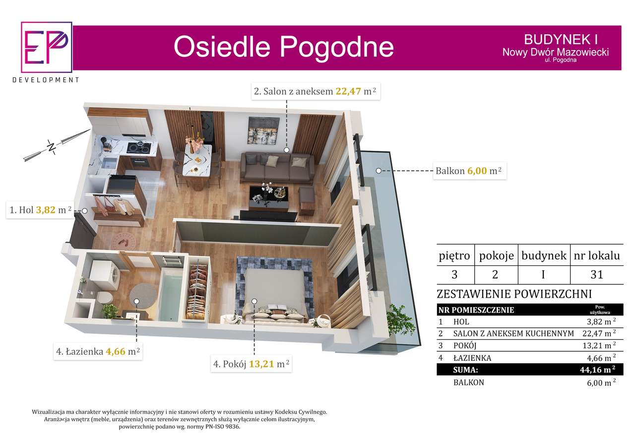 Osiedle Pogodne 2-pokojowe mieszkanie z balkonem I31
