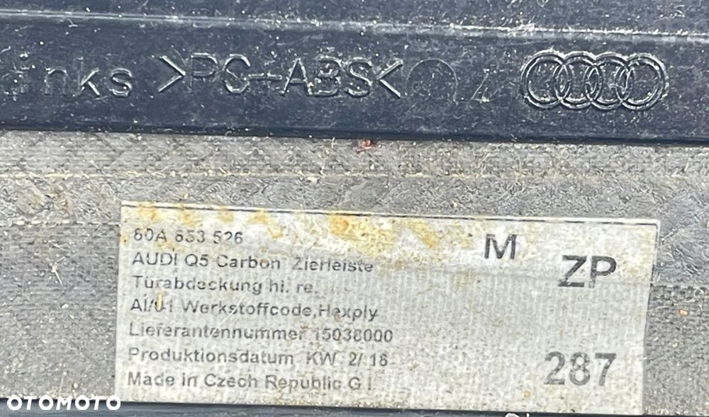 ^ AUDI Q5 II LISTWA CARBON PRAWA TYŁ 80A853526 - 5