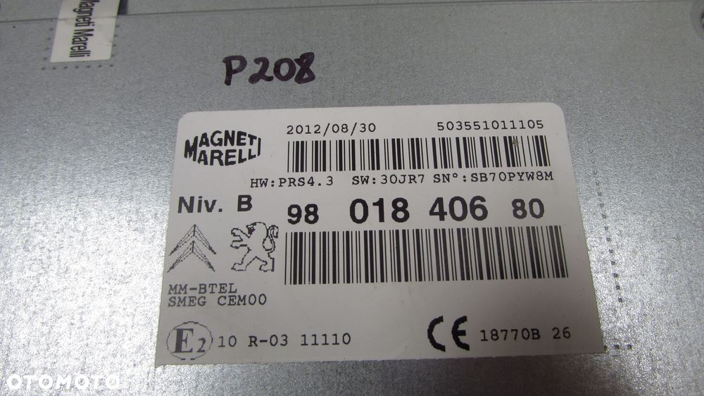 PEUGEOT 208 2008 12-19 RADIO RADIOODTWARZACZ 9801840680 - 6