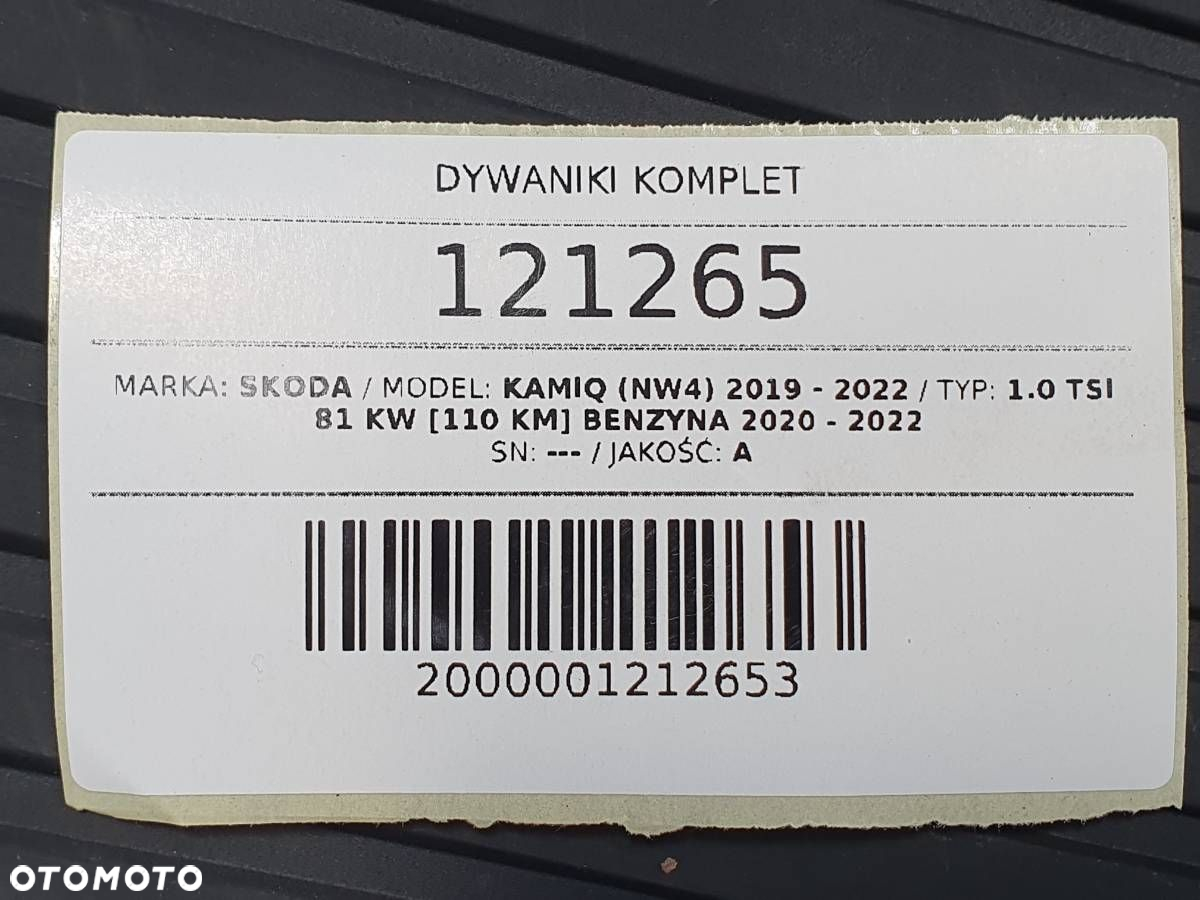 DYWANIKI WYCIERACZKI GUMOWE KOMPLET SKODA KAMIQ EU - 7