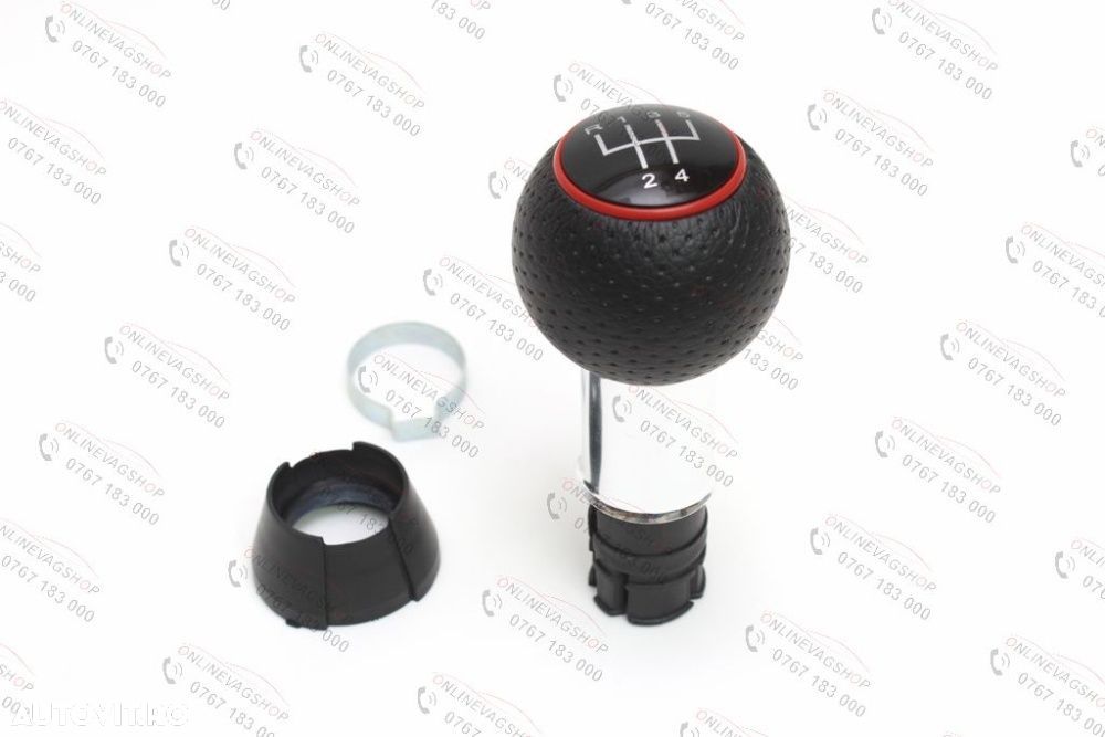 Nuca schimbator piele perforata model S-Line gaura 23mm in 5 viteze - 6