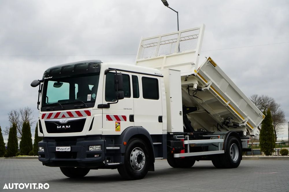 MAN TGM 18.340 / 4X2 / BASCĂLARE 3 LATERALĂ / BANCĂ HIDRODOXY / CAMION CU 7 LOCURI / BORDMATIC - 2