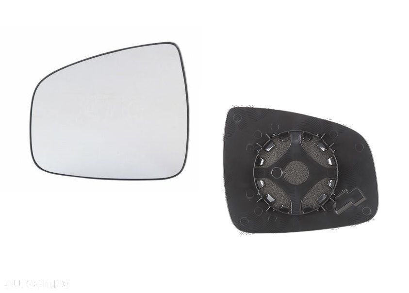 Geam oglinda exterioara cu suport fixare Dacia Sandero, 10.2012-; Logan, 10.2012-, Stanga, geam convex; cromat, View Max - 1