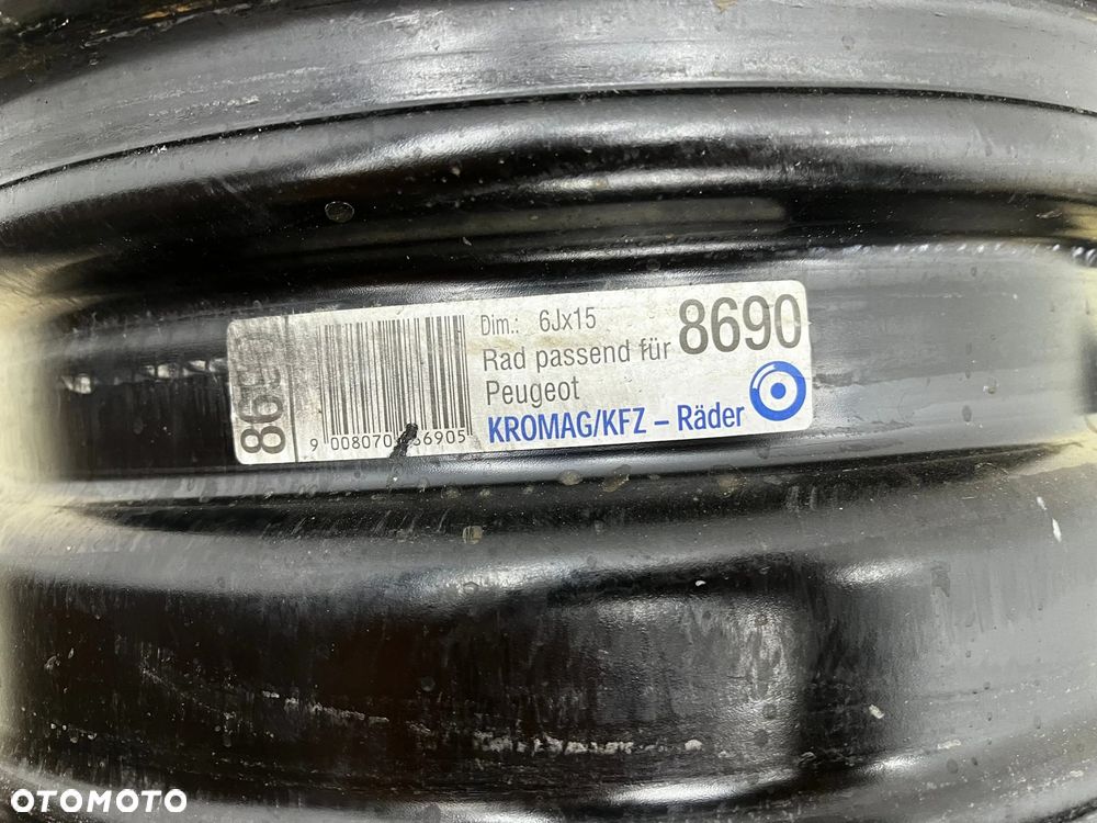 Felgi stalowe Citroen C2 C3 C4 Peugeot 1007 206 307 02-10r. felgi r15 cali 6jx15 ET27 4x108 Komplet - 6