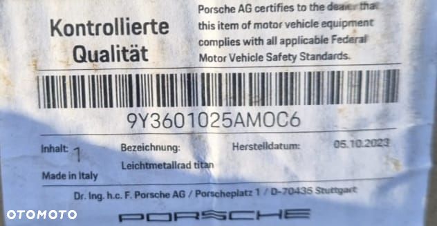 PORSCHE CAYENNE Felga aluminiowa ALUFELGA 22' ET52 9Y3601025AM 9Y3601025AM0C6 NOWA Oryginalna - 3