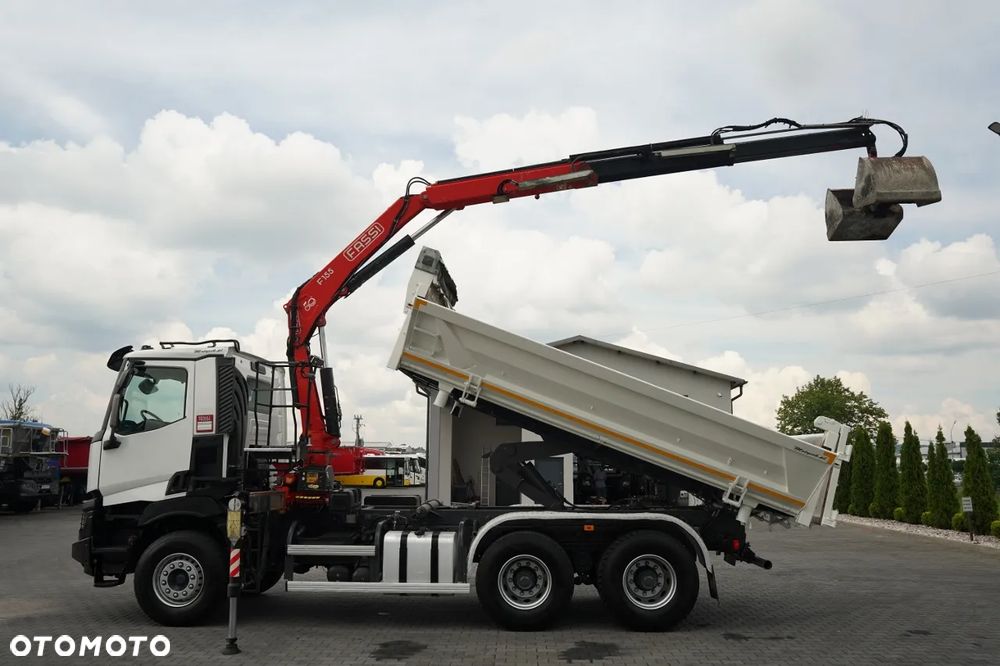 Renault C 430 / 6x4 / WYWROTKA 2 STRONNA / HYDROBURTA + HDS FASSI F155.A0.22 / STEROWANIE RADIOWE / ROTATOR / ŁYŻKA / EURO 6 / - 4