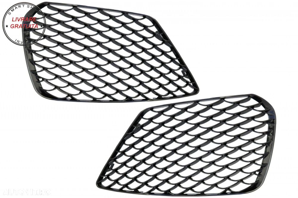 Ansamblu de Grile Bara Fata Mercedes W222 S-Class (2013-2017) S63 Design Negru Luc- livrare gratuita - 2