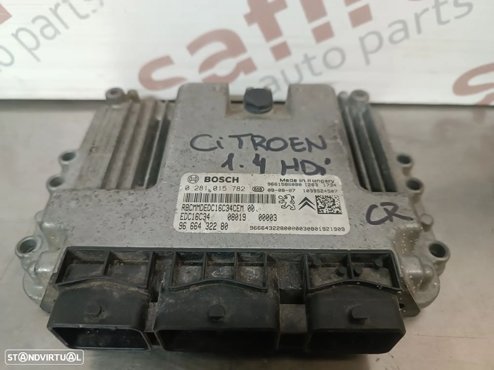 UNIDADE / CENTRALINA DO MOTOR PEUGEOT BIPPER / CITROEN NEMO / FIAT FIORINO 1.4HDI REF. 0281015782 9666432280 - 1