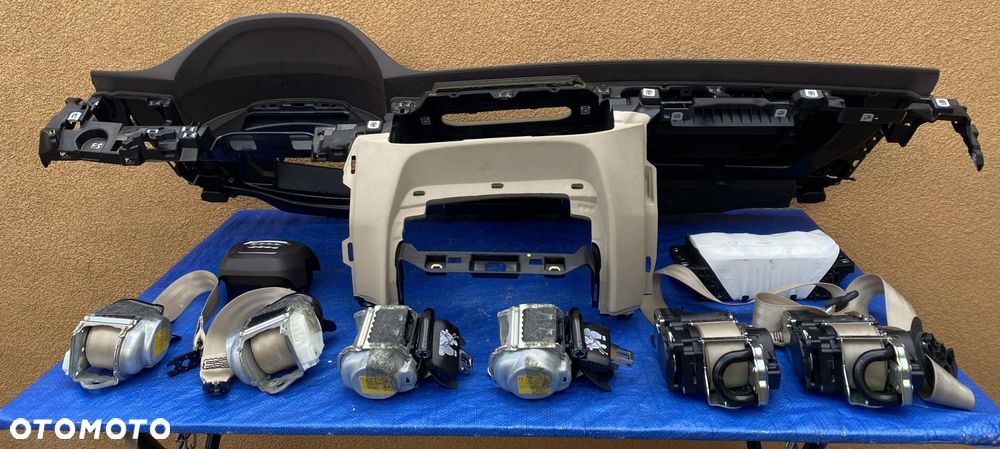 AUDI Q7 4M 7os. BRĄZOWA KONSOLA AIRBAG KIEROWCY PASAŻERA PASY BEŻOWE - 11