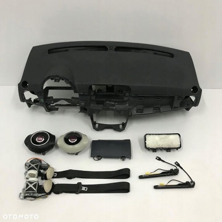 FIAT 500 DESKA ROZDZIELCZA KONSOLA KOKPIT PULPIT PODUSZKI AIRBAG AIR BAG PASY KIT SET - 1