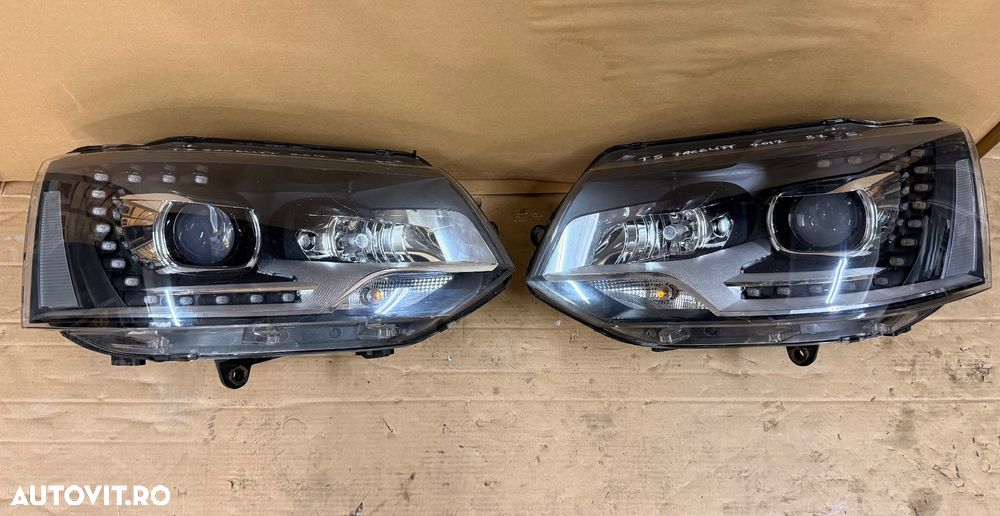 Far bixenon complet VW TRANSPORTER 4 multivan facelift an 2012 cod 7E5941015 si 7E5941016 stare f. buna - 1