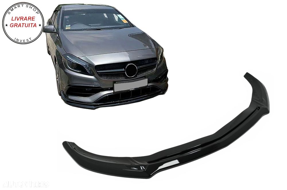 Lip Bara Fata Mercedes A-Class W176 AMG Facelift (2015-2018) Negru Lucios- livrare gratuita - 1