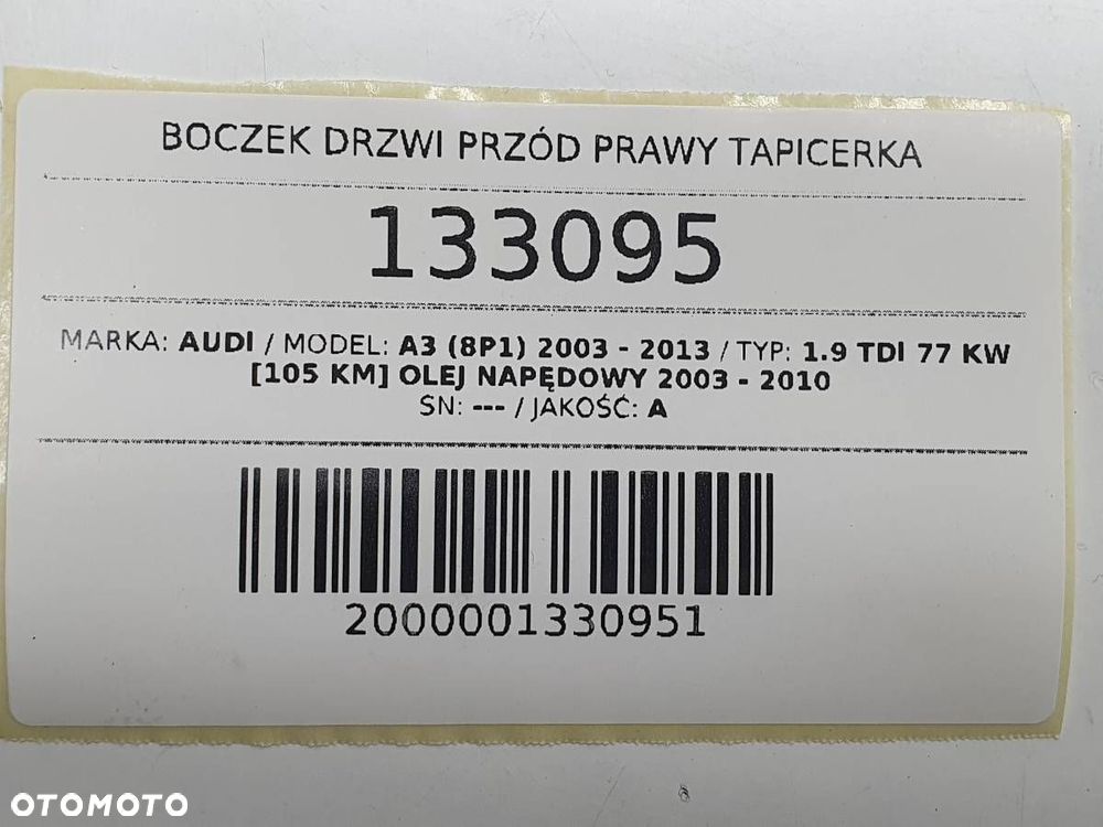 BOCZEK DRZWI PRZÓD PRAWY AUDI A3 8P 3 DRZWI 3D EUROPA - 10
