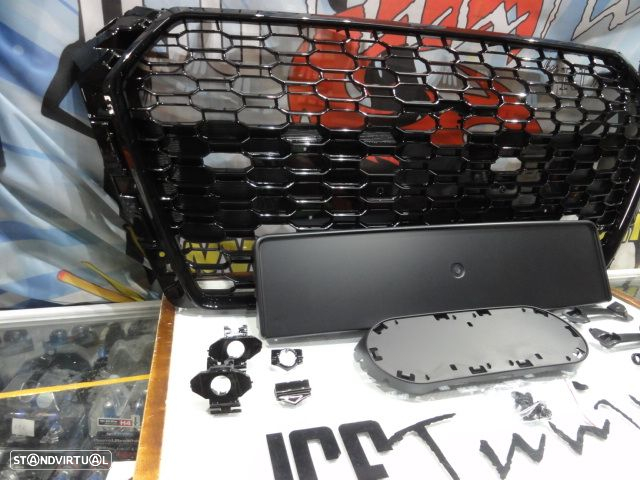 Grelha frontal AUDI A4/S4 B9 15-19 RS4 look com suporte para símbolo em preto brilhante - 2