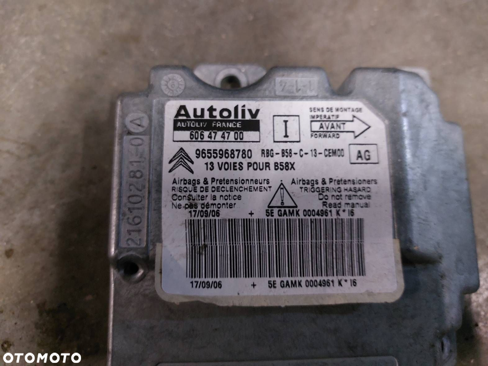 ZESTAW AIRBAG POSTRZAŁOWY CITROEN C4 PICASSO I 9655968780 96542463ZD - 2