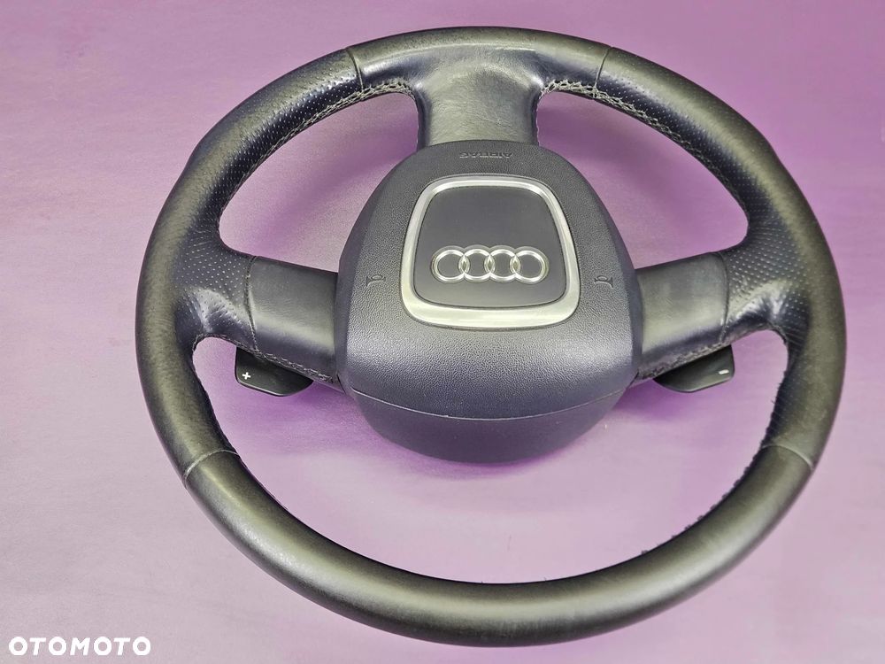 Kierownica Trzy 3 Ramienna Czarna Pikowana Skóra Łopatki Automat Air Bag Poduszka AUDI A6 C6 A4 B7 A3 8P - 8