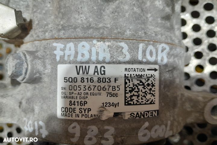 Compresor AC 5Q0816803F Skoda Fabia NJ [facelift] [2018 - 2020] Combi - 5