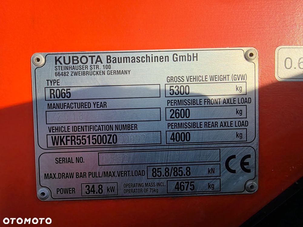 Kubota R 065 HW SPROWADZONA Z DE TYLKO 1090 MTH SUPER STAN !! - 21
