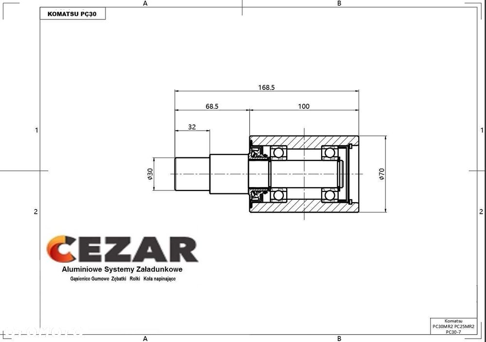 Rolka Podtrzymująca Komatsu PC20MR PC27MR, PC27MRX, PC30MR, PC30MRX, PC35MR3, - 1