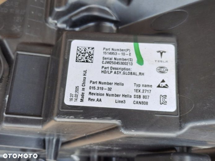 TESLA MODEL 3 LIFT PRAWA LAMPA PRAWY PRZÓD LED 1514953-10-E - 6