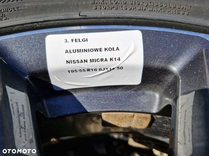 NISSAN MICRA K14 FELGI ALUMINIOWE 16 CALI ET50 4X100  NOTE 195/55R16 - 12