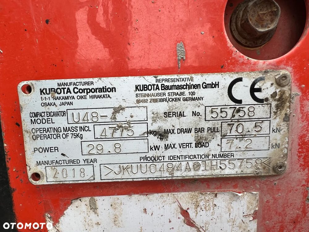Kubota U48-4 * Koparka Gąsienicowa * Kubota U48 * 5 Ton * Zerowy Obrys * Stan Bardzo Dobry * Midi Koparka * Nowe Gąsienice * - 11