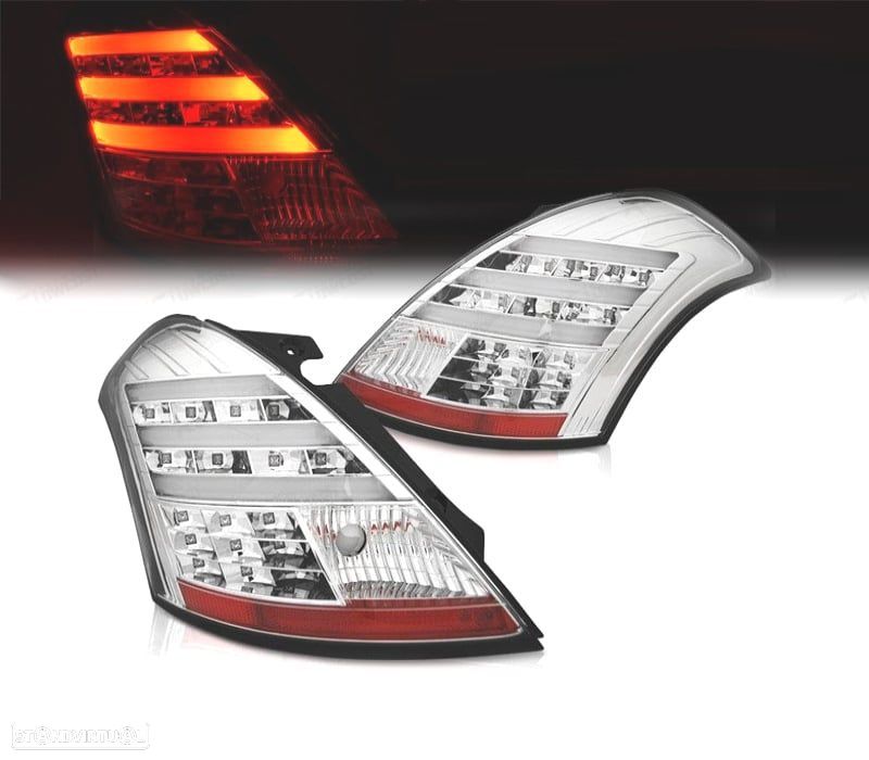 FAROLINS TRASEIROS PARA SUZUKI SWIFT 10- LIGHT BAR FUNDO CROMADO - 1