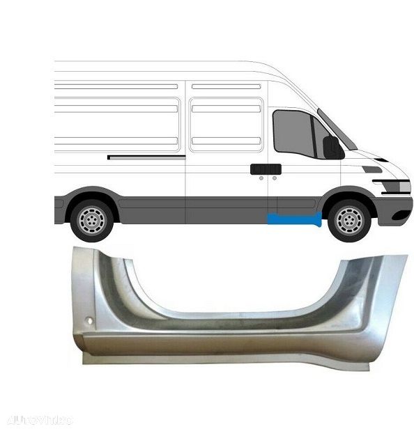 Prag metalic Iveco Daily 2, 01.1999-07.2014, Opel Movano, 07.1998-01.2010, Fata, partea Dreapta, sub usa fata, Aftermarket - 1