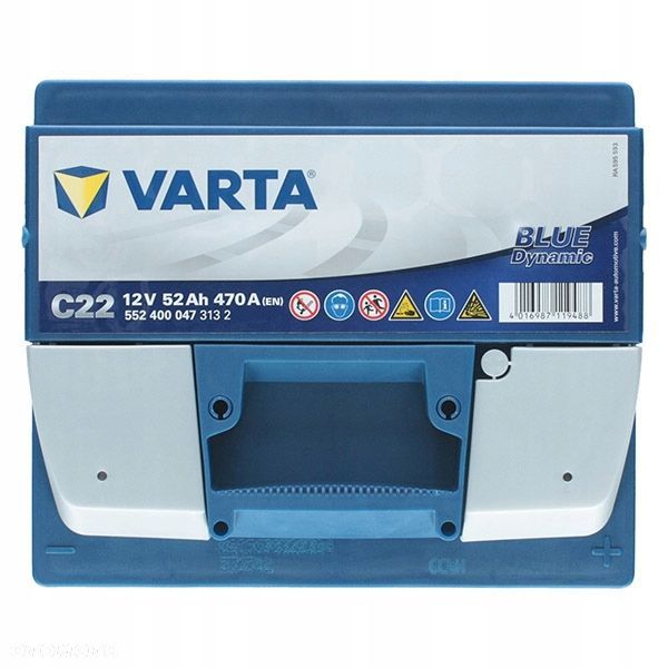 Akumulator Varta C22 12V 52Ah 470A Blue Dynamic P - 12,4 kg - 4