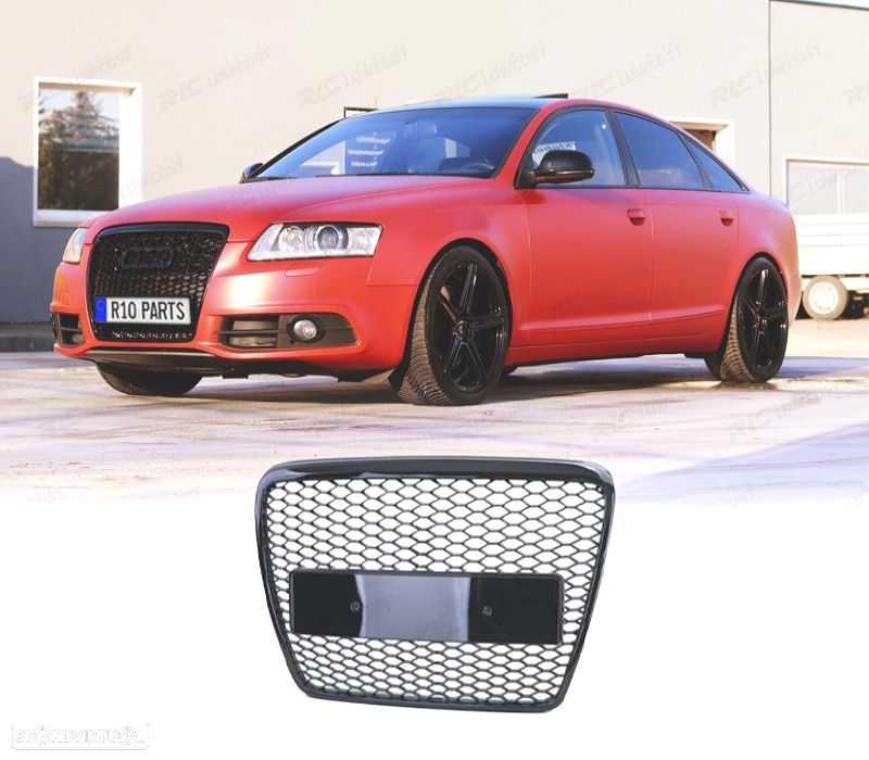 GRELHA FRONTAL AUDI A6 C6 4F 08-11 LOOK RS PRETO BRILHANTE - 1