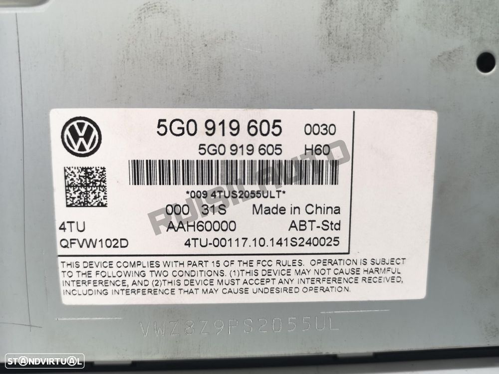 Rádio 5g091_9605 Vw Golf Vii (5g) [2012_2022] 1.6 Tdi - 3