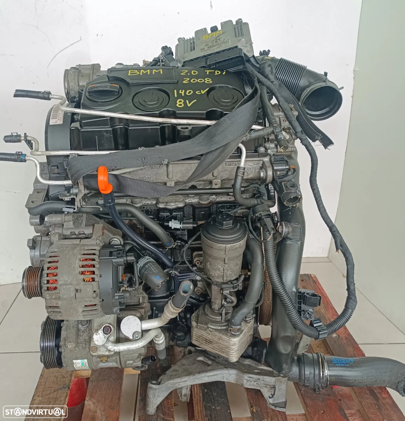 Motor VW Eos 2.0TDI 140cv BMM 8V ano 2008 - 2
