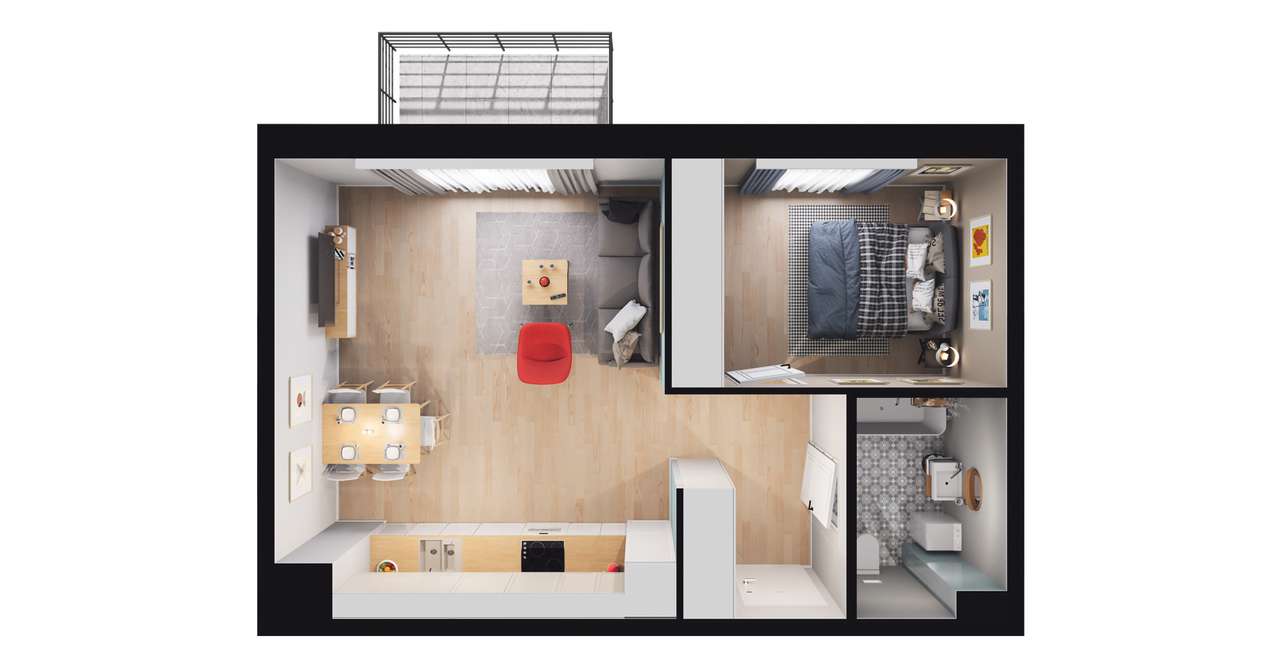 2-pokojowe mieszkanie 42m2 + balkon Bez Prowizji - Pełny obrazek: 2/13