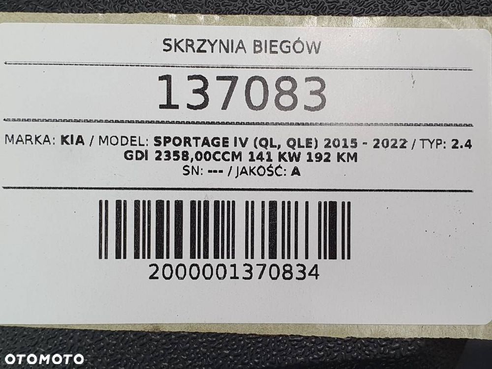 SKRZYNIA BIEGÓW AUTOMAT KIA SPORTAGE IV 2.4 BENZYNA 4WD 4X4 2017 - 8