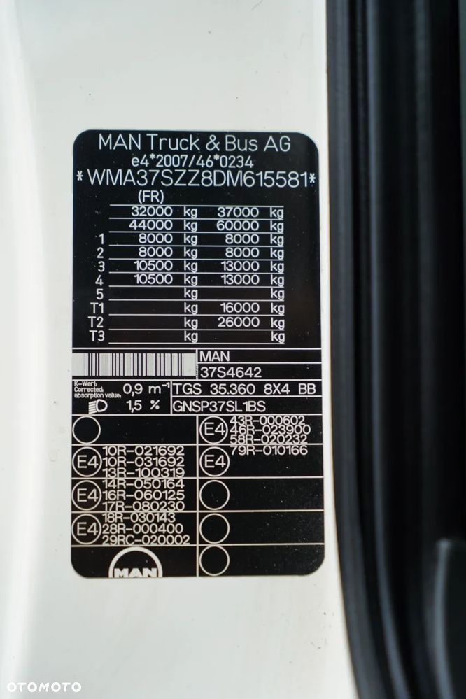 MAN TGS 35.360 / 8X4 / WYWROTKA 2 STRONNA / HYDROBURTA / GARNIER / AUTOMAT - 36