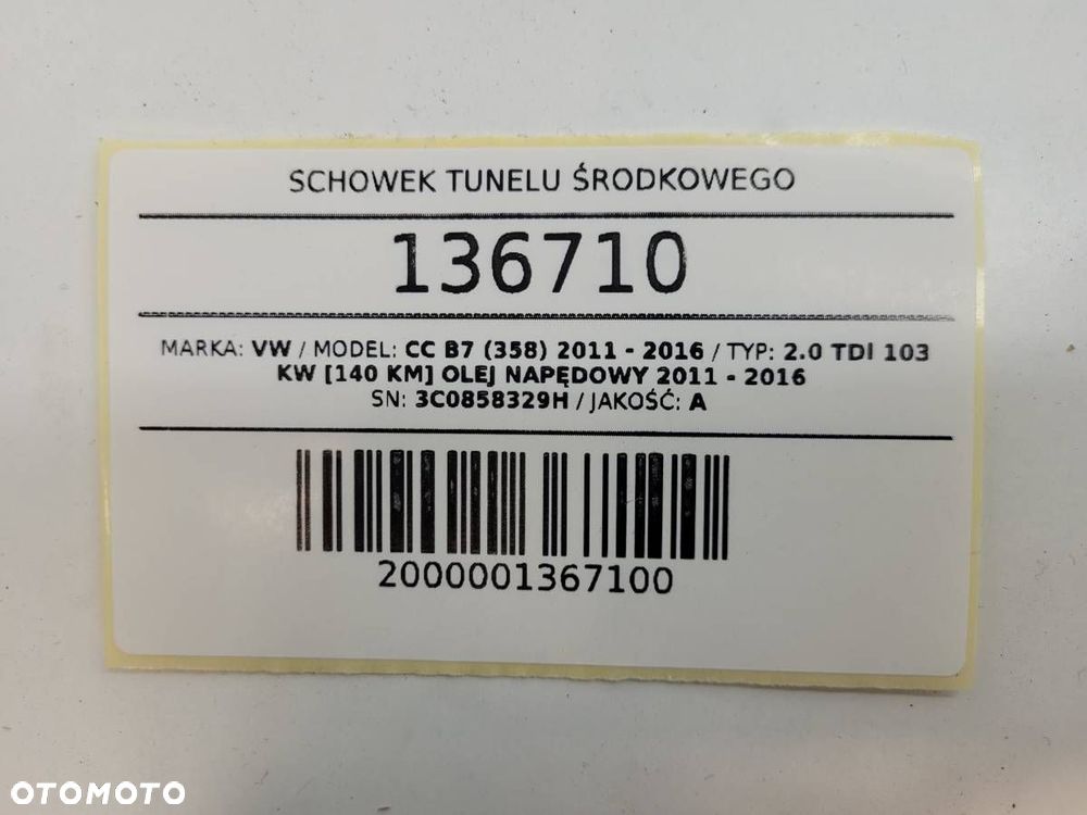 SCHOWEK TUNELU ŚRODKOWEGO VW PASSAT CC B7 3C0858329H - 10