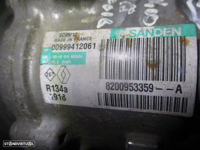 Compressor AC 8200953359A R134A1918 RENAULT KANGOO 2013 1.5 DCI RENAULT TWINGO 2011 1.5 DCI RENAULT CLIO 3 2009 1.5Dci 70Cv 0P RENAULT CLIO 3 2011 1.5Dci 75Cv 0P RENAULT CLIO 3 2010 1.5DCI 75CV 0P DIESEL SADEN - 4