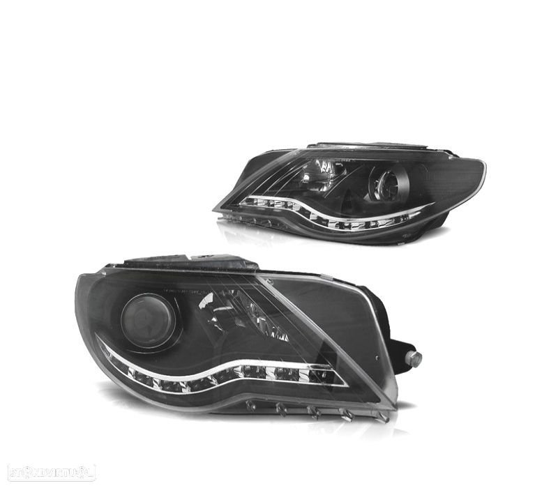 FAROIS FRONTAIS PARA VOLKSWAGEN VW PASSAT CC 08-12 LUZ DIURNA FUNDO PRETO - 1