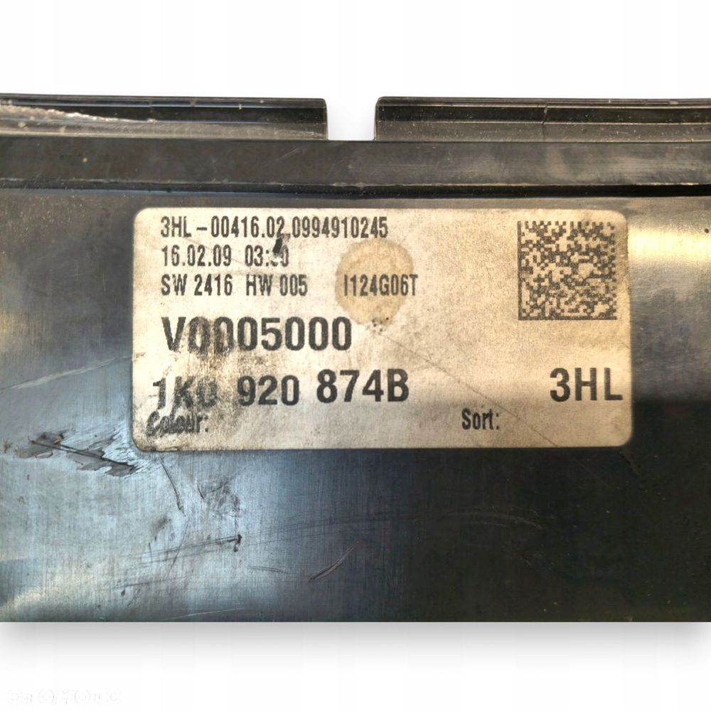 LICZNIK ZEGARY 1K0920874B VW Golf V 1.9 2.0 TDI Diesel europa - 2