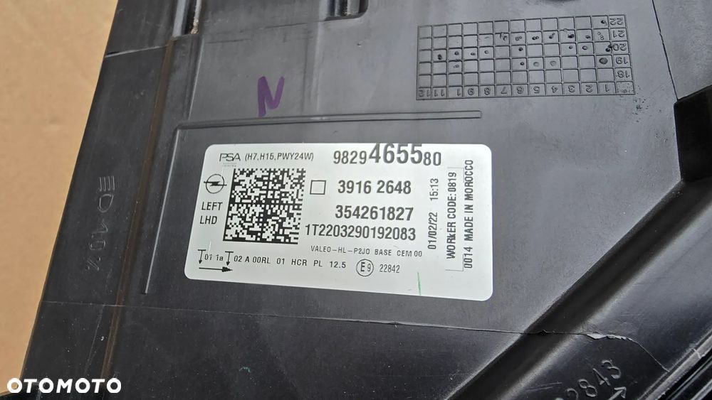Opel Corsa F 19-23 Lampa Przód Lewa Zwykła H7 H15 Europa Oryginał Nieklejona - 5